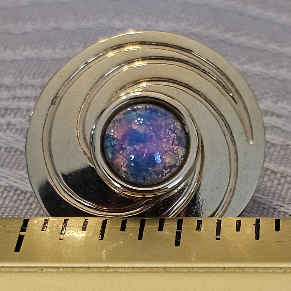Steve Stamas Gold Plated Stud Earrings with Brillant Opals. - Picture 3 of 3